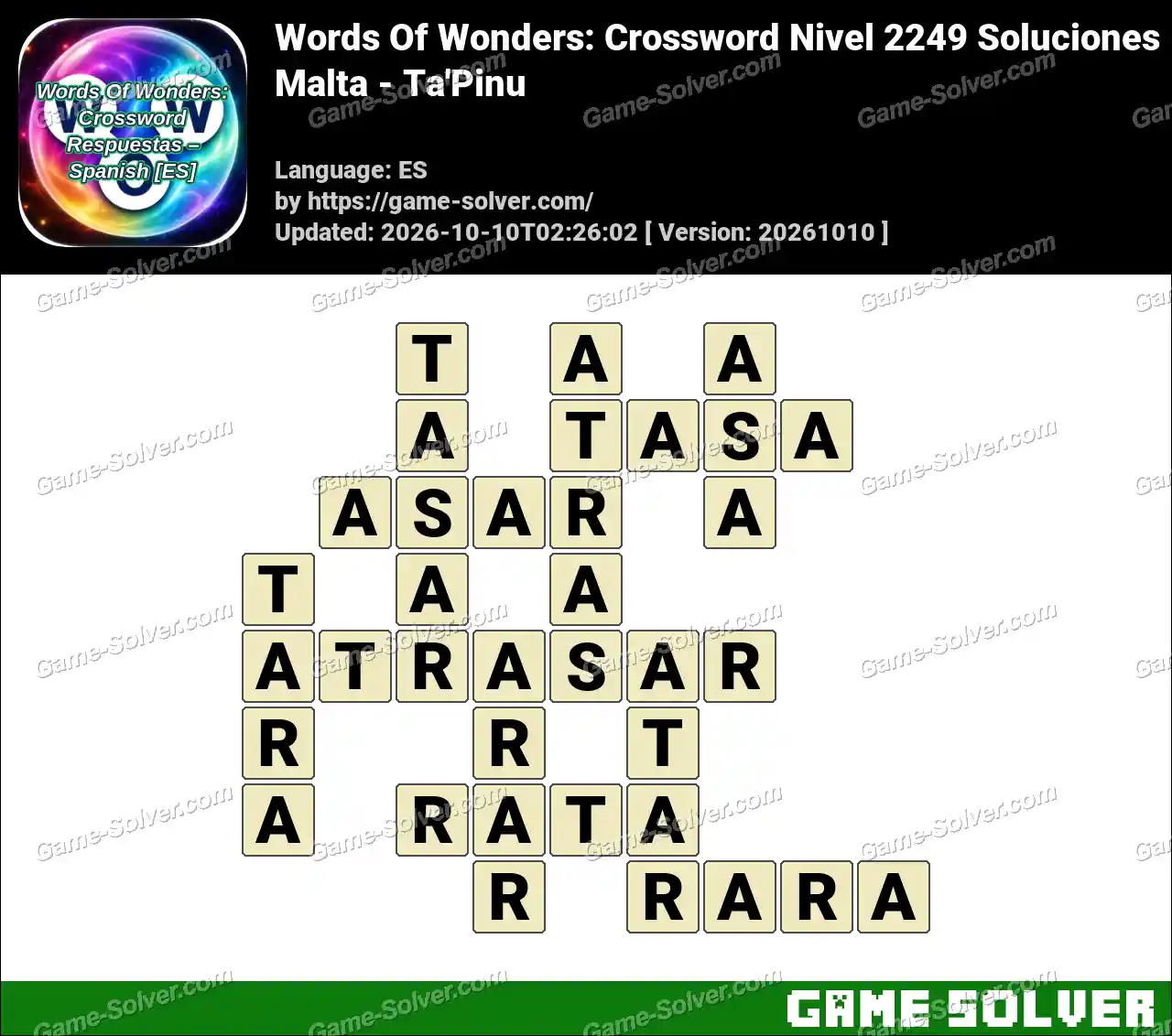 Words Of Wonders: Crossword Nivel 2249 Soluciones – Malta – Ta’Pinu